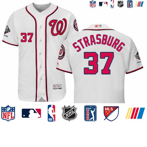 Personalized Nationals #37 Stephen Strasburg White Flexbase Authentic Collection 2019 World Series Champions Stitched Baseball Jersey