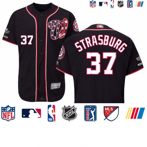 Personalized Nationals #37 Stephen Strasburg Navy Blue Flexbase Authentic Collection 2019 World Series Champions Stitched Baseball Jersey