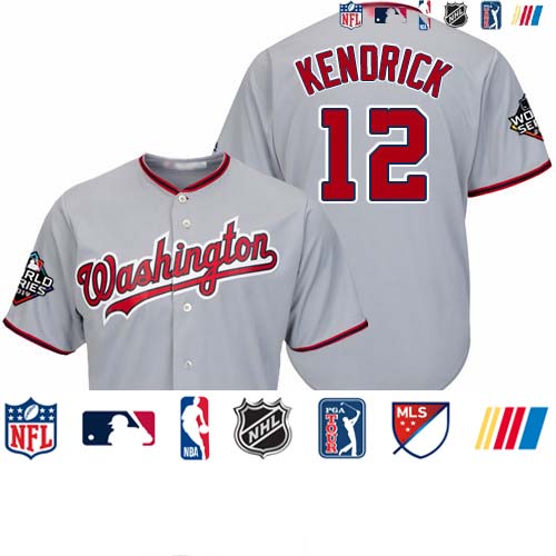 Personalized Nationals #12 Howie Kendrick Grey Cool Base 2019 World Series Champions Stitched Baseball Jersey