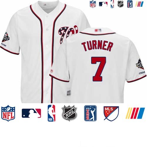 Personalized Nationals #7 Trea Turner White New Cool Base 2019 World Series Champions Stitched Baseball Jersey
