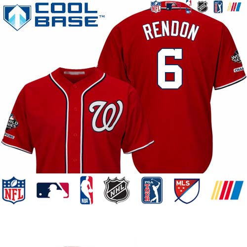Personalized Nationals #6 Anthony Rendon Red New Cool Base 2019 World Series Champions Stitched Baseball Jersey