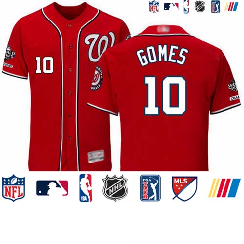 Personalized Nationals #10 Yan Gomes Red Flexbase Authentic Collection 2019 World Series Champions Stitched Baseball Jersey