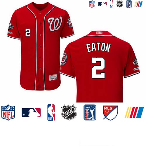 Personalized Nationals #2 Adam Eaton Red Flexbase Authentic Collection 2019 World Series Champions Stitched Baseball Jersey