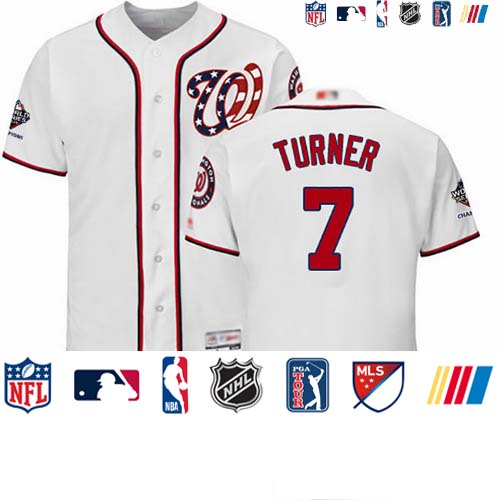 Personalized Nationals #7 Trea Turner White Flexbase Authentic Collection 2019 World Series Champions Stitched Baseball Jersey