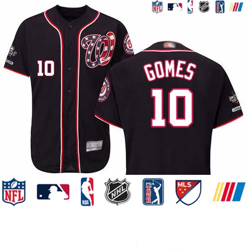 Personalized Nationals #10 Yan Gomes Navy Blue Flexbase Authentic Collection 2019 World Series Champions Stitched Baseball Jersey