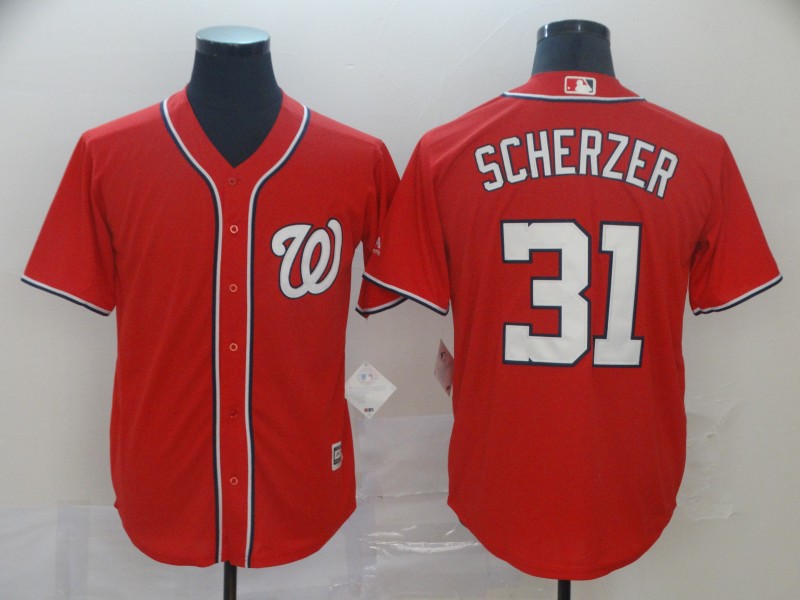 Personalized Nationals 31 Max Scherzer Red Cool Base Jersey