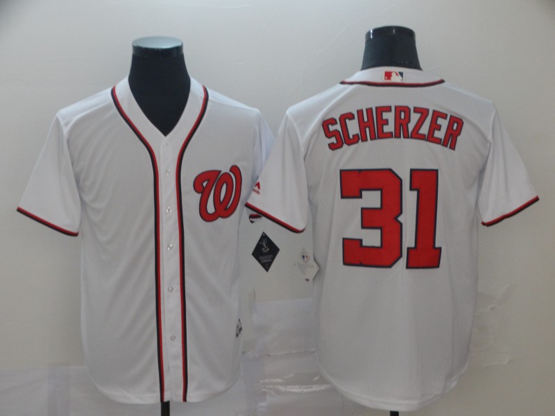 Personalized Nationals 31 Max Scherzer White Cool Base Jersey