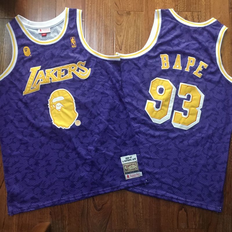 Personalized Lakers 93 Bape Purple 1996-97 Hardwood Classics Jersey