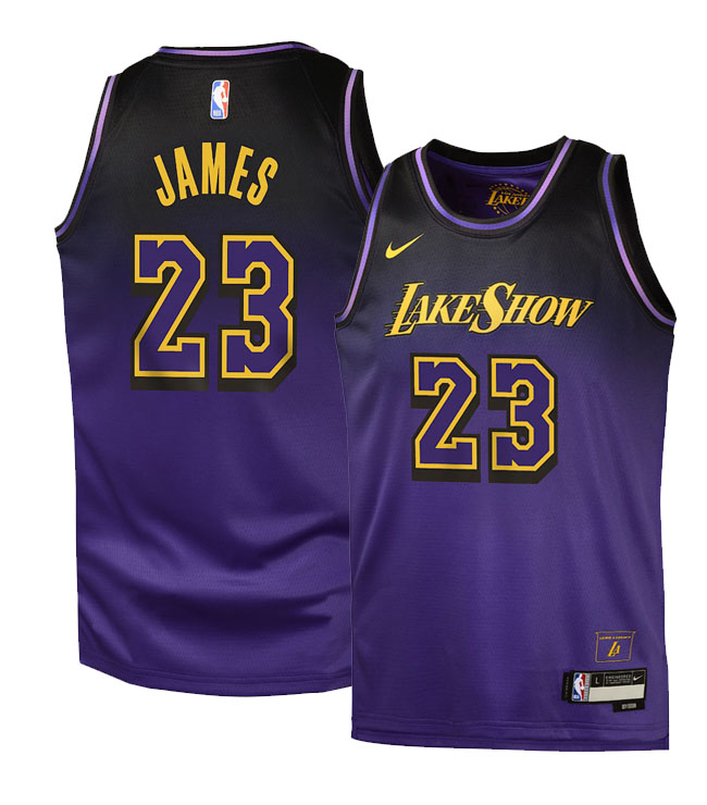 Personalized Men’s Los Angeles Lakers #23 LeBron James Purple Jersey-City Edition