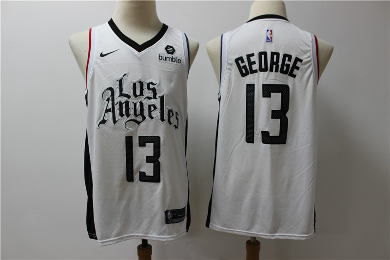 Personalized Clippers 13 Paul George White City Edition Swingman Jersey
