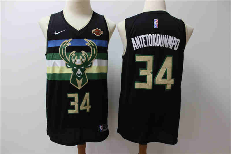 Personalized Bucks 34 Giannis Antetokounmpo Black City Edition Swingman Jersey