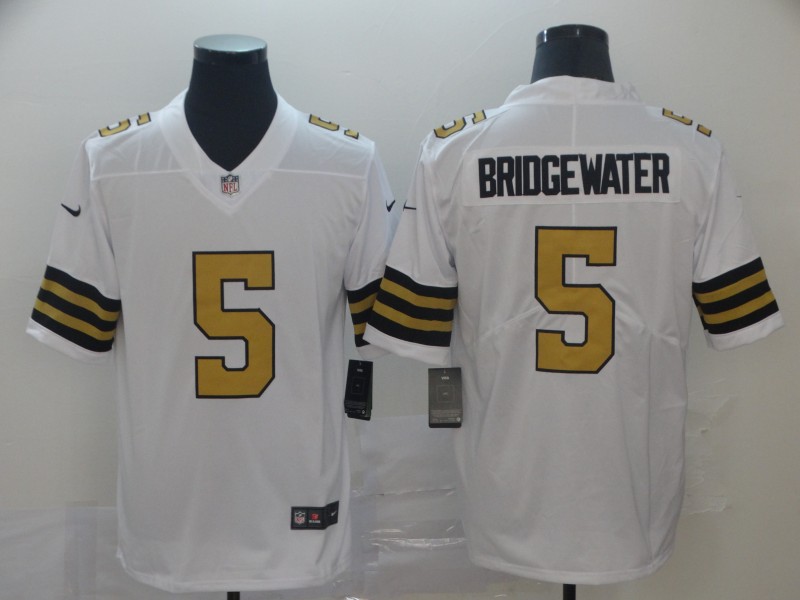 Personalized Saints 5 Teddy Bridgewater White Color Rush Limited Jesey