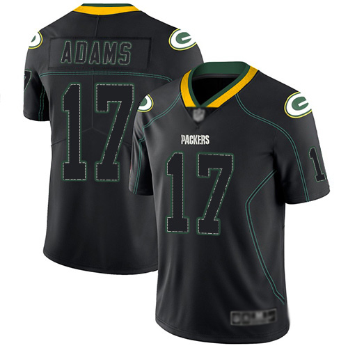 Personalized Packers #17 Davante Adams Lights Out Black Men’s Stitched Football Limited Rush Jersey