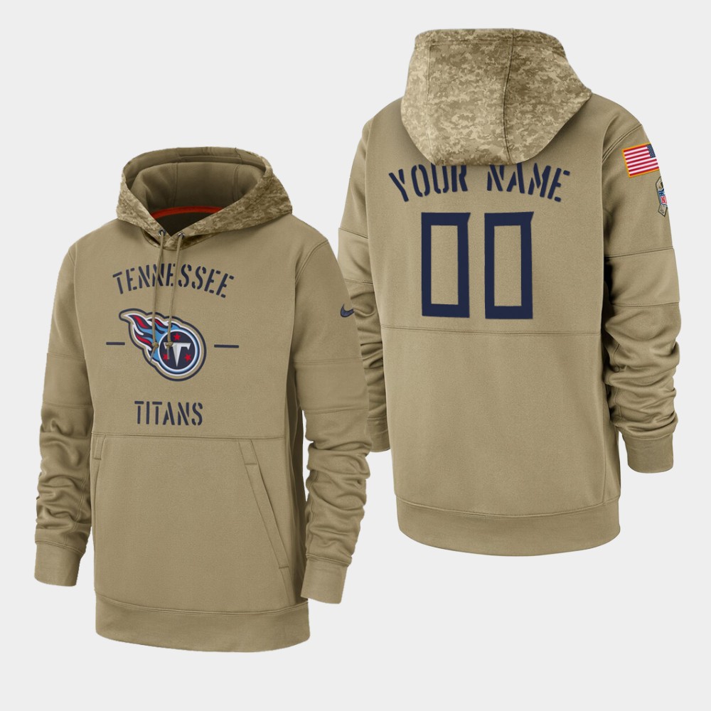 Personalized Men’s Tennessee Titans 2019 Salute to Service Sideline Therma Pullover Hoodie – Tan