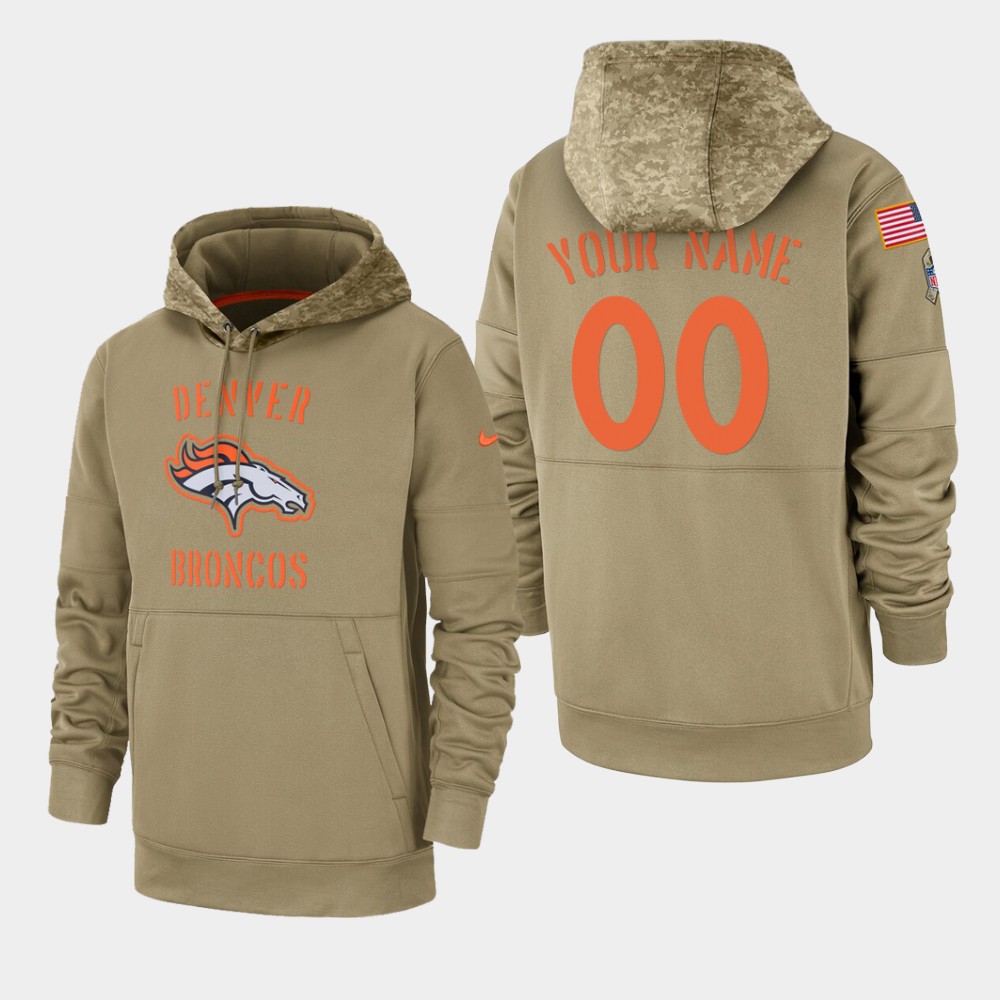 Personalized Men’s Denver Broncos 2019 Salute to Service Sideline Therma Hoodie – Tan