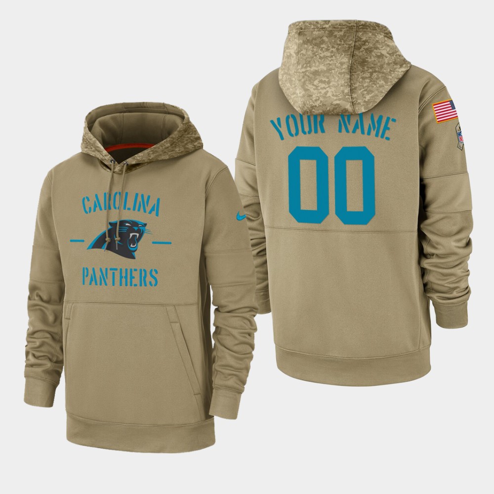 Personalized Men’s Carolina Panthers 2019 Salute to Service Sideline Therma Hoodie – Tan