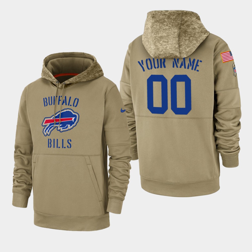 Personalized Men’s Buffalo Bills 2019 Salute to Service Sideline Therma Pullover Hoodie – Tan