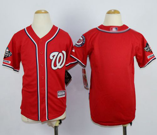 Personalized Nationals Blank Red Cool Base 2019 World Series Champions Stitched Youth Baseball Jersey