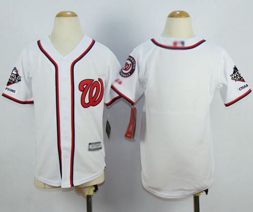 Personalized Nationals Blank White Cool Base 2019 World Series Champions Stitched Youth Baseball Jersey