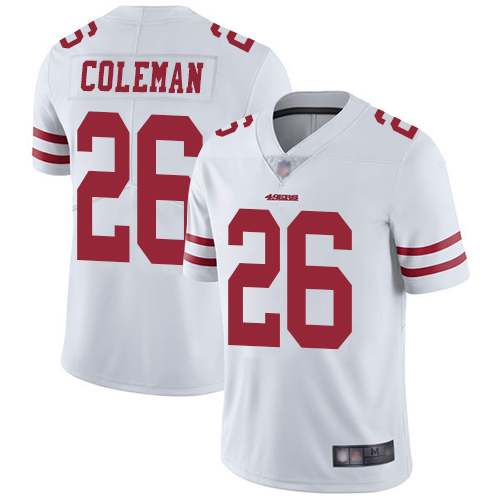 Personalized 49ers #26 Tevin Coleman White Youth Stitched Football Untouchable Limited Jersey