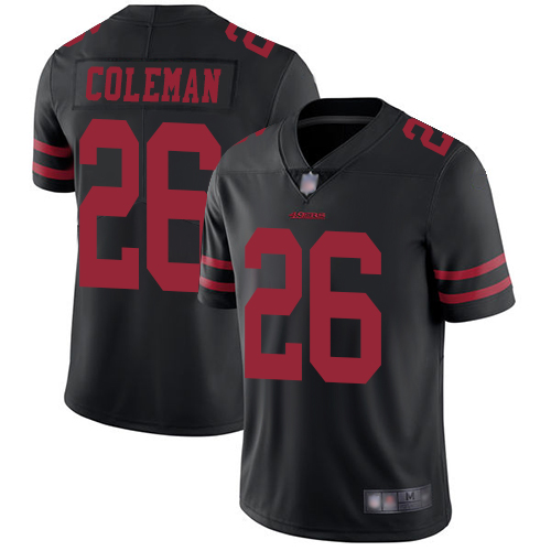 Personalized 49ers #26 Tevin Coleman Black Alternate Youth Stitched Football Untouchable Limited Jersey