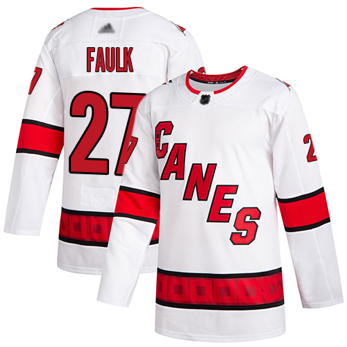 Personalized Hurricanes #27 Justin Faulk White Road Authentic Stitched Hockey Jersey