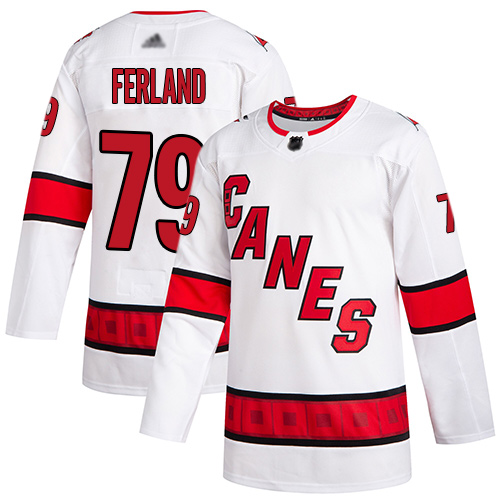 Personalized Hurricanes #79 Michael Ferland White Road Authentic Stitched Hockey Jersey