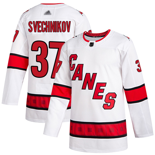 Personalized Hurricanes #37 Andrei Svechnikov White Road Authentic Stitched Hockey Jersey