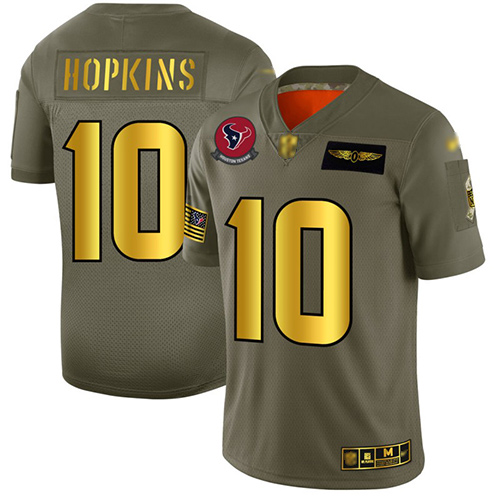 Personalized Texans #10 DeAndre Hopkins Camo Gold Men’s Stitched Football Limited 2019 Salute To Service Jersey