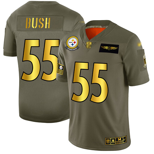 Personalized Steelers #55 Devin Bush Camo Gold Men’s Stitched Football Limited 2019 Salute To Service Jersey