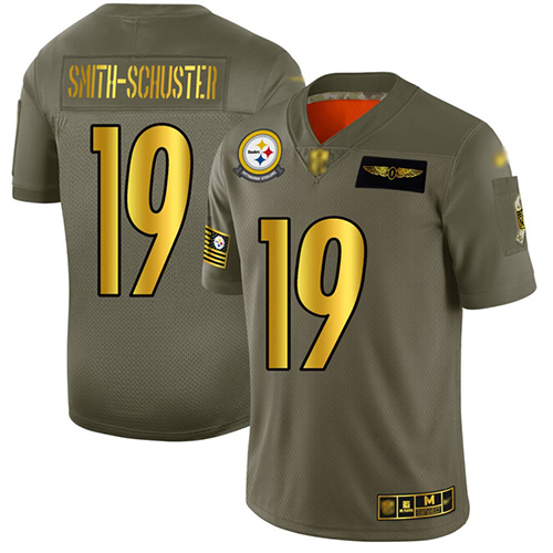 Personalized Steelers #19 JuJu Smith-Schuster Camo Gold Men’s Stitched Football Limited 2019 Salute To Service Jersey