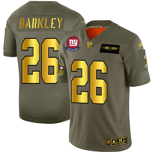 Personalized Giants #26 Saquon Barkley Camo Gold Men’s Stitched Football Limited 2019 Salute To Service Jersey