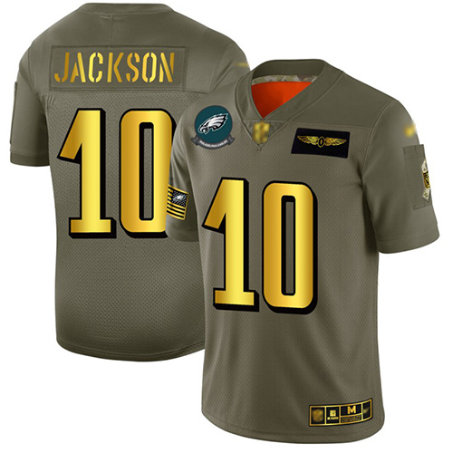Personalized Eagles #10 DeSean Jackson Camo Gold Men’s Stitched Football Limited 2019 Salute To Service Jersey
