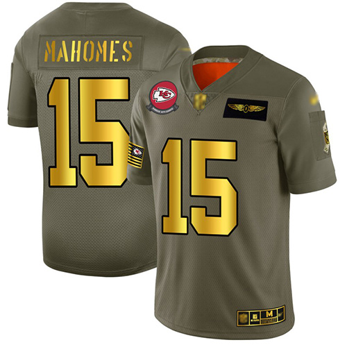 Personalized Chiefs #15 Patrick Mahomes Camo Gold Men’s Stitched Football Limited 2019 Salute To Service Jersey