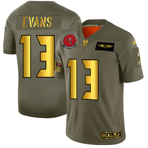 Personalized Buccaneers #13 Mike Evans Camo Gold Men’s Stitched Football Limited 2019 Salute To Service Jersey