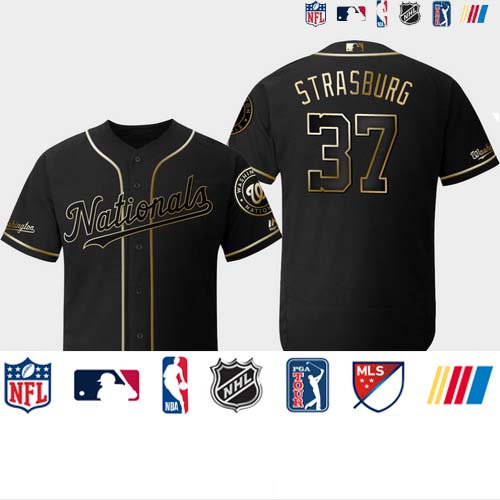 Personalized Men’s Washington Nationals #37 Stephen Strasburg BLACK Flex Base Jersey