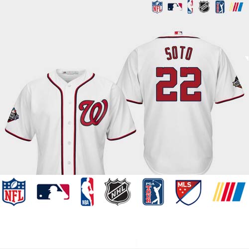 Personalized Men’s Washington Nationals #22 Juan Soto White 2019 World Series Bound Cool Base Jersey