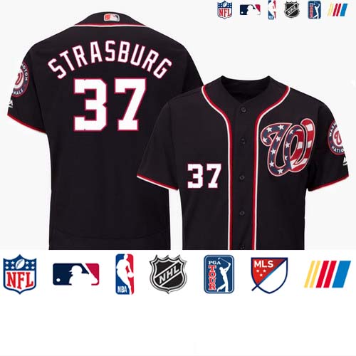 Personalized Men’s Washington Nationals #37 Stephen Strasburg 2019 World Series Champions Cool Base Navy Jersey