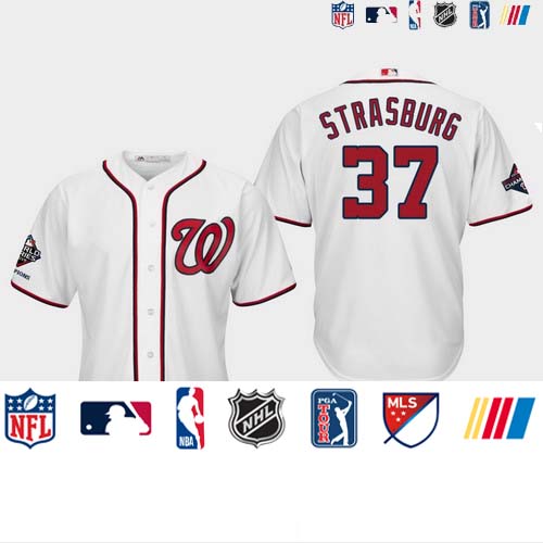 Personalized Men’s Washington Nationals #37 Stephen Strasburg 2019 World Series Champions Cool Base Home White Jersey