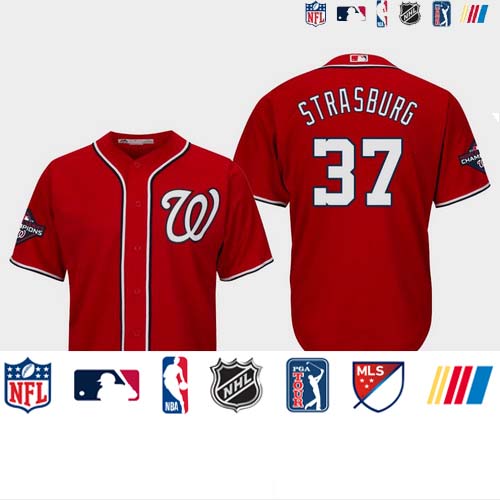 Personalized Men’s Washington Nationals #37 Stephen Strasburg 2019 World Series Champions Cool Base Alternate Red Jersey