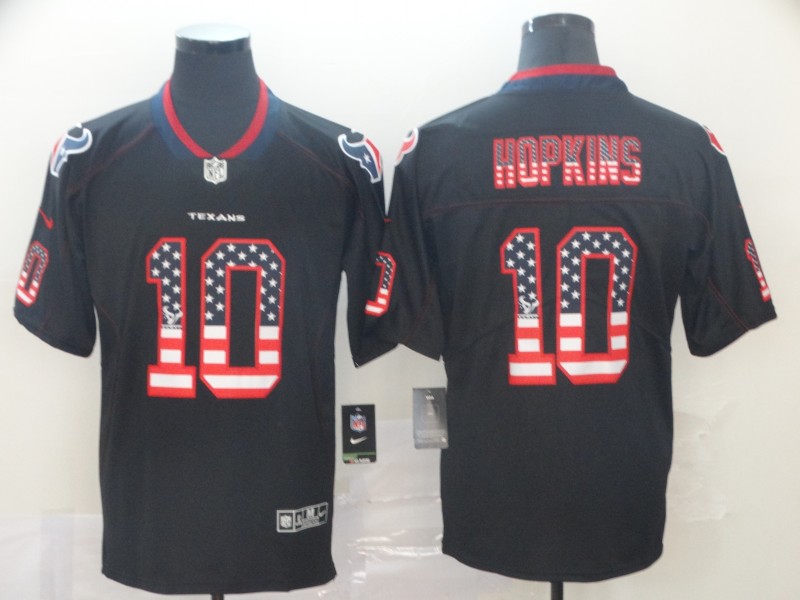 Personalized Texans 10 DeAndre Hopkins Black USA Flash Fashion Limited Jersey