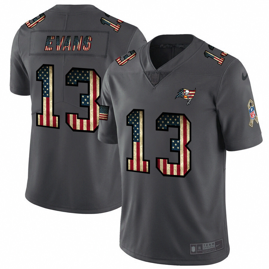 Personalized Buccaneers 13 Mike Evans 2019 Salute To Service USA Flag Fashion Limited Jersey