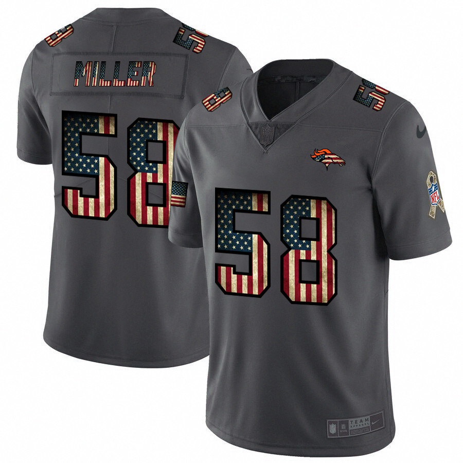 Personalized Broncos 58 Von Miller 2019 Salute To Service USA Flag Fashion Limited Jersey