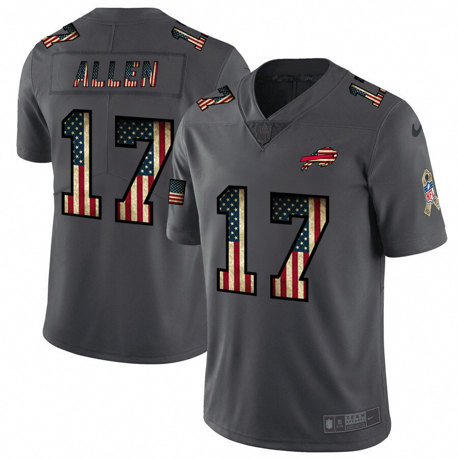 Personalized Bills 17 Josh Allen 2019 Salute To Service USA Flag Fashion Limited Jersey