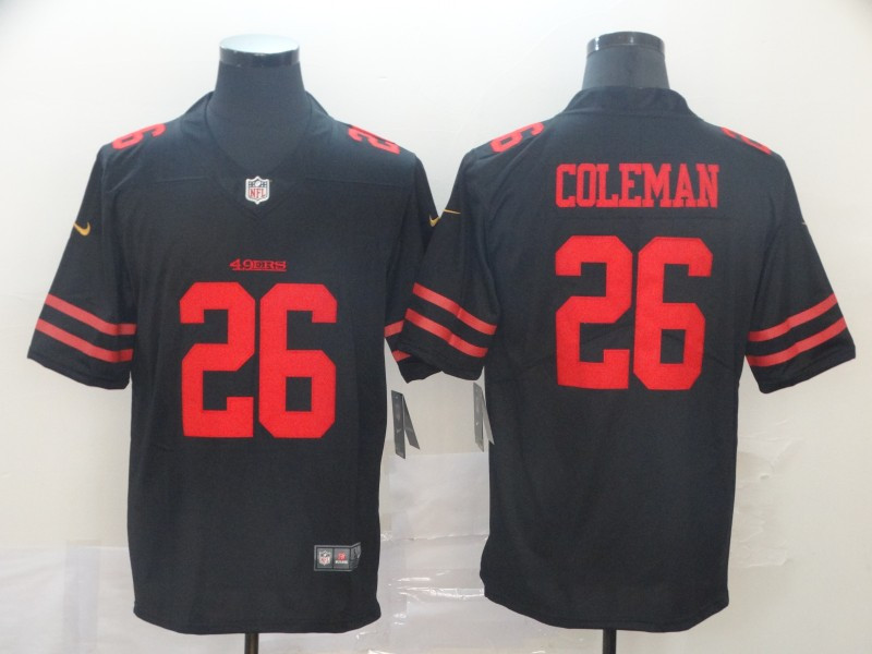 Personalized 49ers 26 Tevin Coleman Black Untouchable Limited Jersey