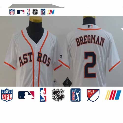 Personalized Youth Astros 2 Alex Bregman White Youth Cool Base Jersey