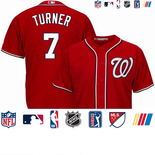 Personalized Nationals 7 Trea Turner Red Cool Base Jersey