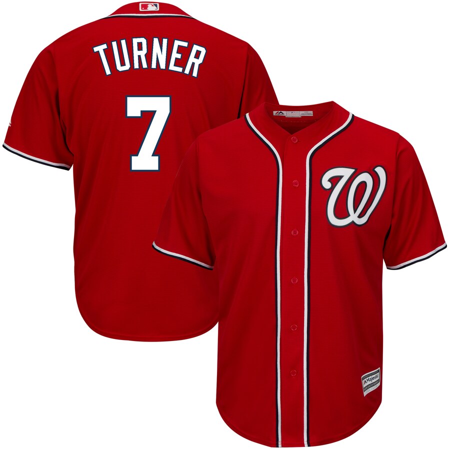 Personalized Nationals 7 Trea Turner Red Cool Base Jersey