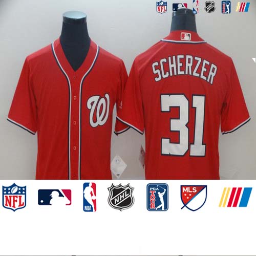 Personalized Nationals 31 Max Scherzer Red Cool Base Jersey