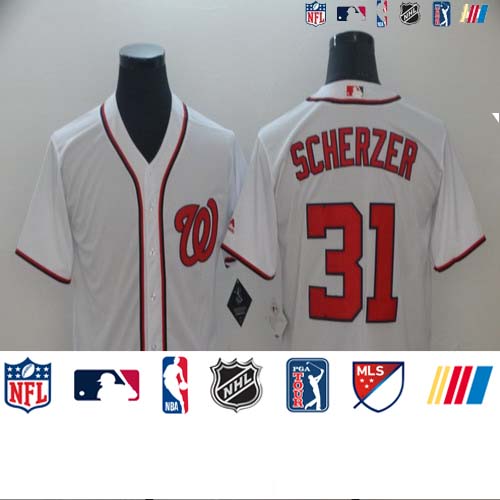 Personalized Nationals 31 Max Scherzer White Cool Base Jersey